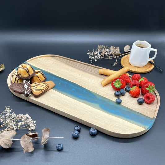 Stylish serving board in turquoise