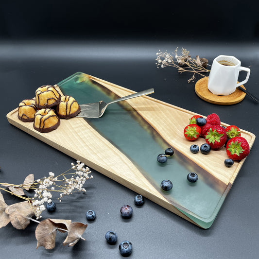 Stylish serving board in turquoise