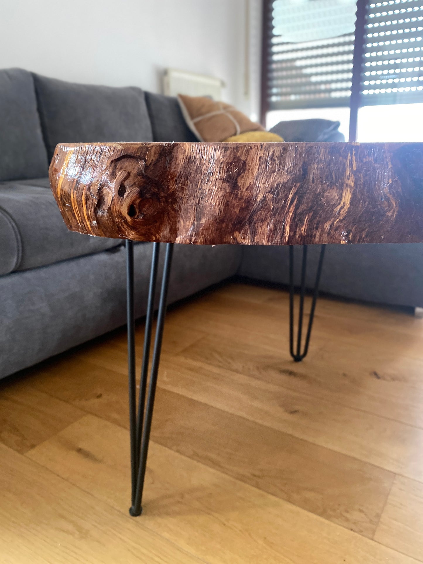 Coffee table made of maple wood and epoxy resin