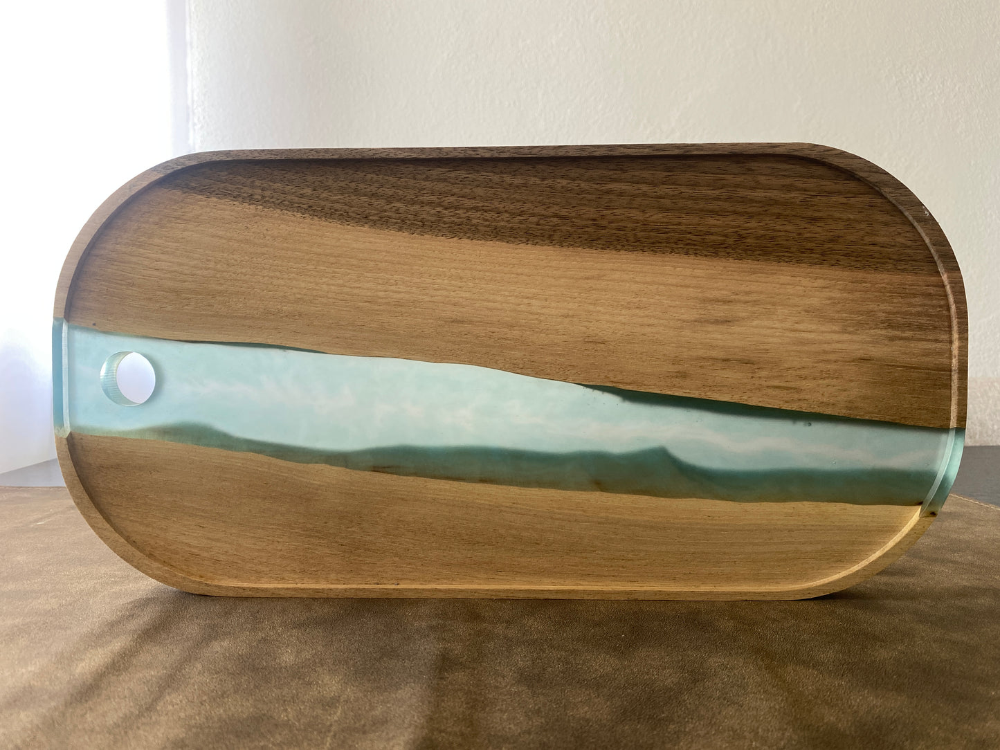 Stylish serving board in turquoise