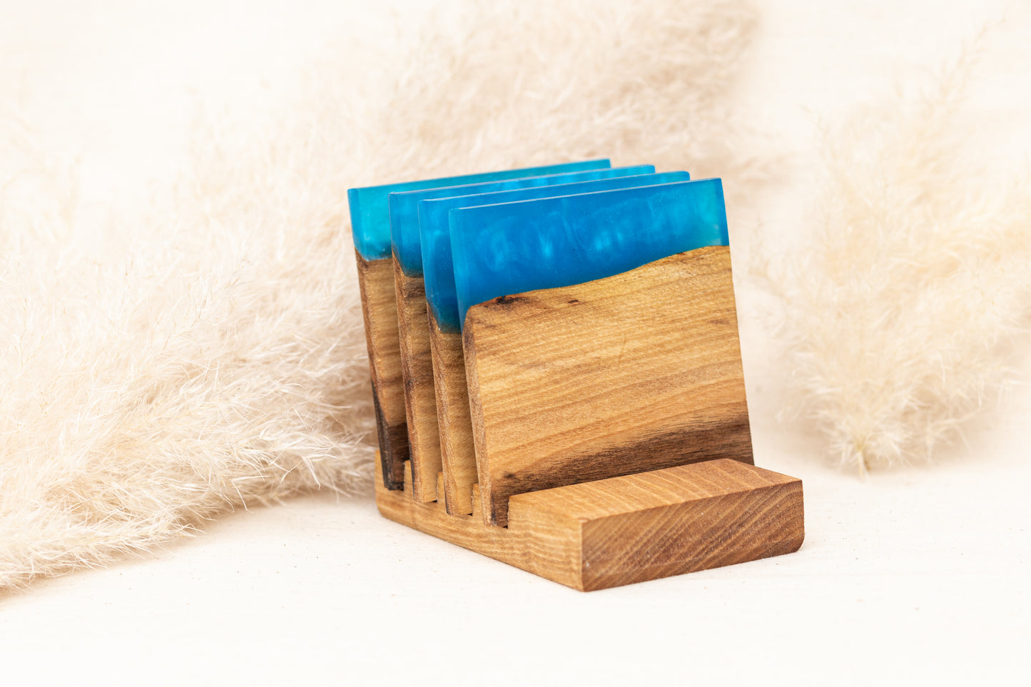 Coasters in Set of 4 - square turquoise