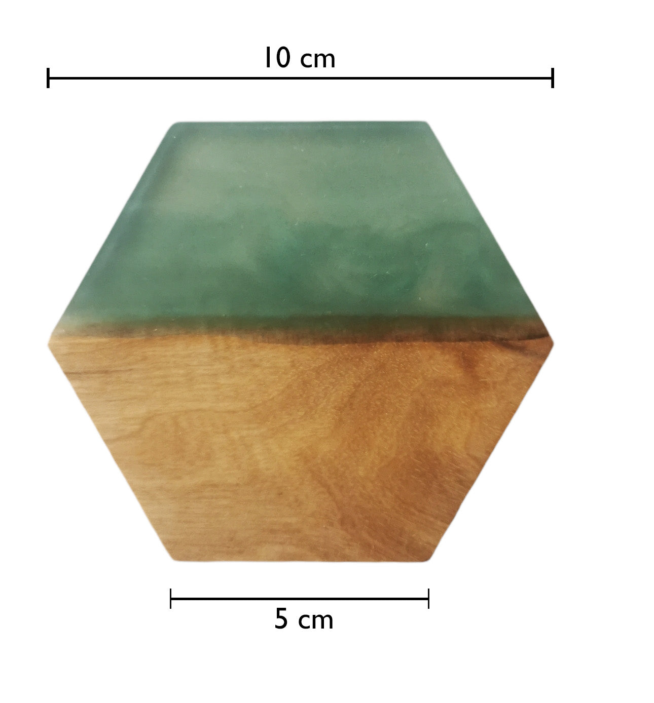 Untersetzer Sechseck Holz Grün Epoxydharz