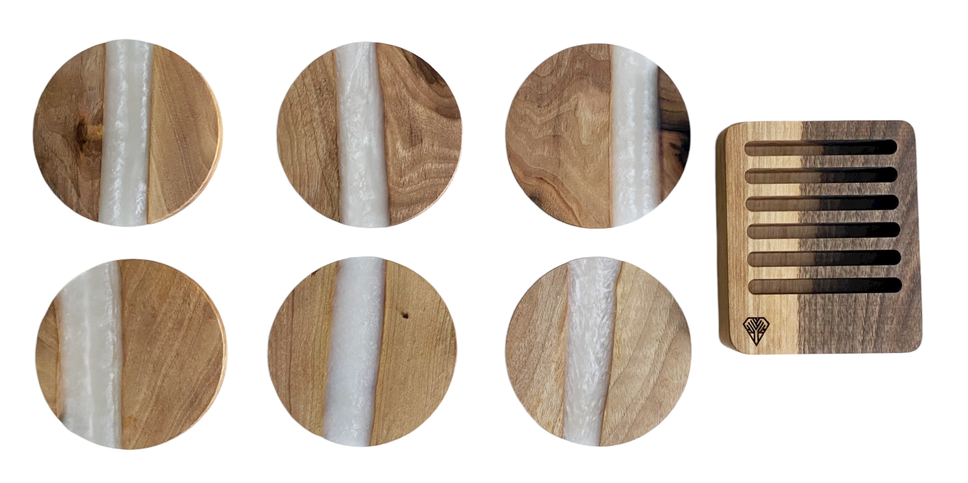 CAMELLIA - Unikate Untersetzer mit Halterung aus Holz und Epoxidharz –  woodikat