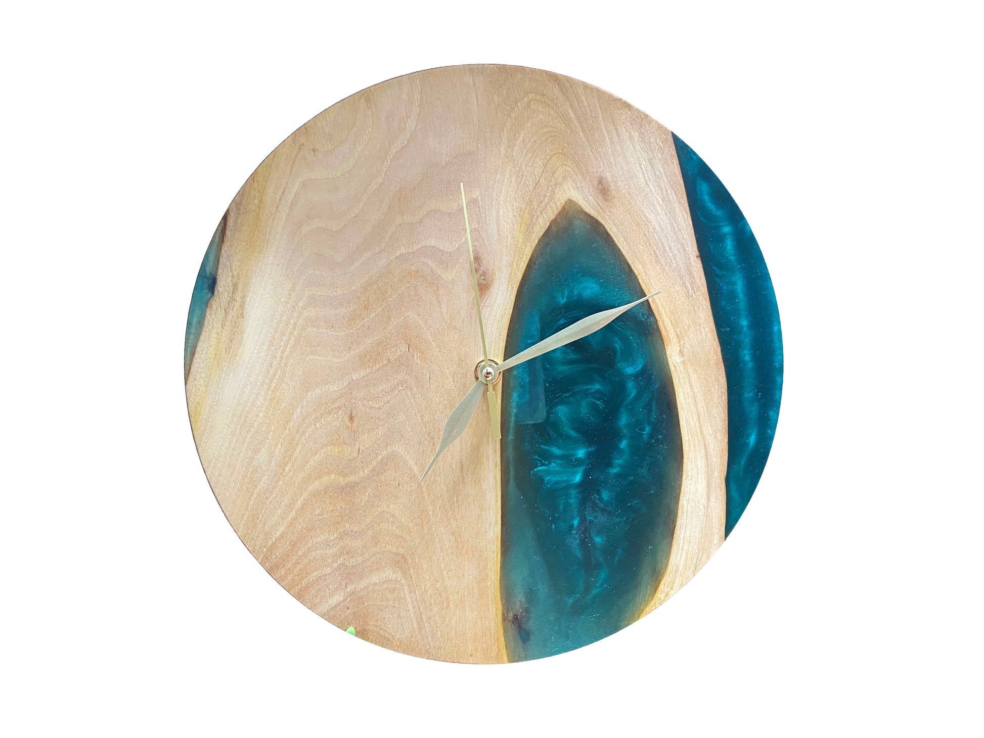 Wanduhr Holz Epoxydharz Grün