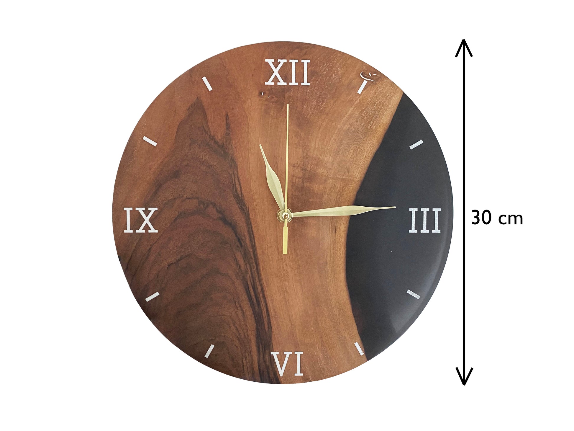 Wanduhr Holz Epoxydharz Schwarz