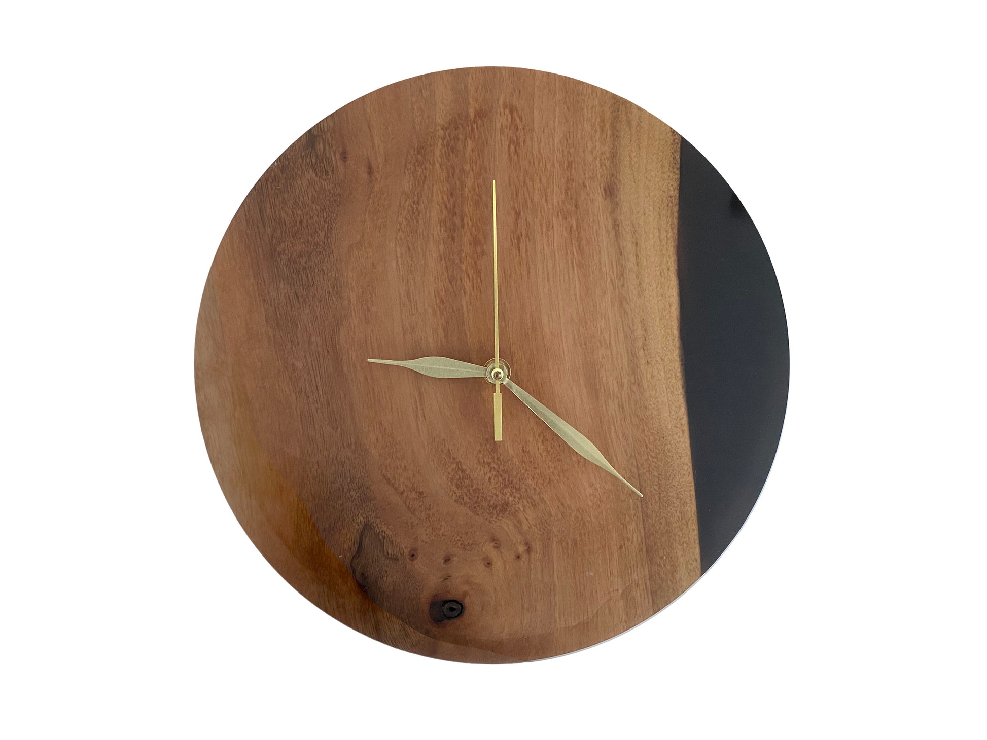 Wanduhr Holz Epoxydharz Schwarz