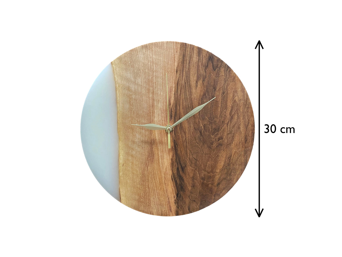 Wanduhr Holz Epoxydharz Weiß