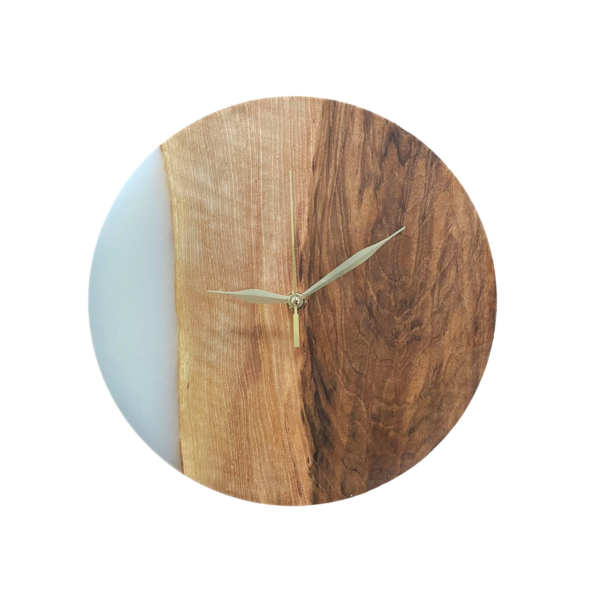 Wanduhr Holz Epoxydharz Weiß